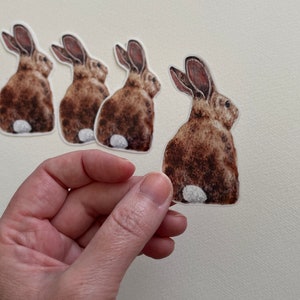Bunny butt rabbit cute vinyl waterproof art sticker realistic watercolor painting woodland forest art animal artist stickers perriewinkles