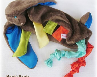 Russell the Bunny Raggie/Security Blankie/Comforter/Snuggle Raggie/Taggie Blanket