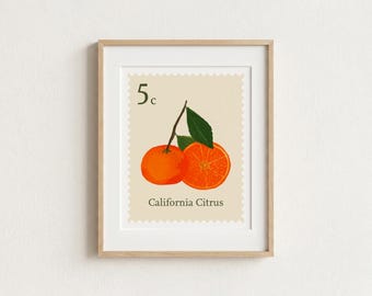 California Oranges Stamp, 16x20 Wall Art Print, Vintage-Inspired Decor, Digital Download