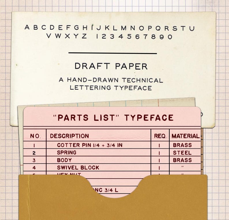Parts List Draft Paper Font Bundle - Etsy