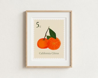 California Oranges Stamp, 8x10 Wall Art Print, Vintage-Inspired Decor, Digital Download