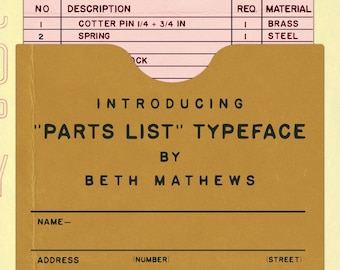 Vintage Font Parts List
