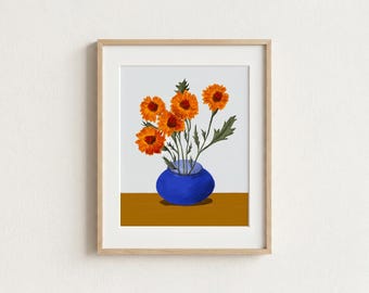 Marigolds, 8x10 Wall Art Print, Vintage-Inspired Decor, Digital Download