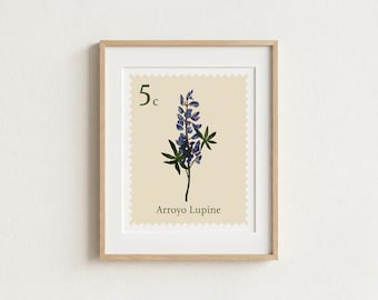 Lupine Stamp, 8x10 Wall Art Print, Vintage-Inspired Decor, Digital Download