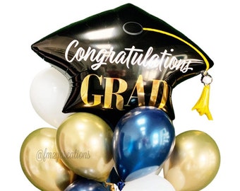 GRADUATION BALLOONS 2023 | College Graduation Balloons | Grad Cap Balloon Bouquet | Grad Party | High School Graduation Party Decor