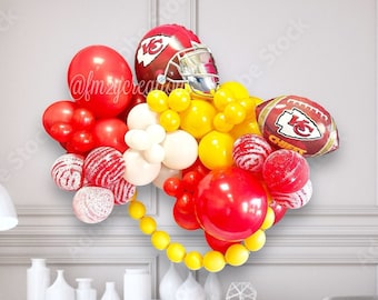 SUPER BOWL KANSAS City Chiefs Party Decor, Kansas Chiefs Super Bowl Party Football Balloon Garland Chiefs Birthday Party Balloon Arch Kit