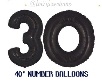 30th Birthday Balloons | Thirty Birthday | Black Number Balloons Birthday Decor | 30th birthday for Him | Dirty 30 | 1992 30th Party Decor