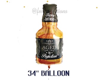 WHISKEY Party Decorations Whiskey Balloon Male 30th Birthday Party Beer 40th Aged to Perfection Whiskey Theme Party Whiskey Foil Balloon
