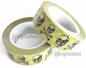 Skulls Washi Tape | WASHI TAPE | Olive Green Washi Tape | Japanese tape | Halloween Washi Tape | Planner tape | Planner Stickers