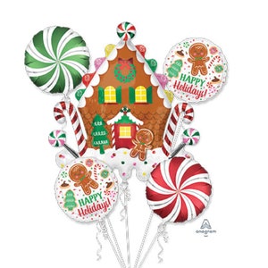 Gingerbread House Balloon BOUQUET | Christmas Balloons | Gingerbread Balloon | Gingerbread Decor | Christmas Holiday Party Decor