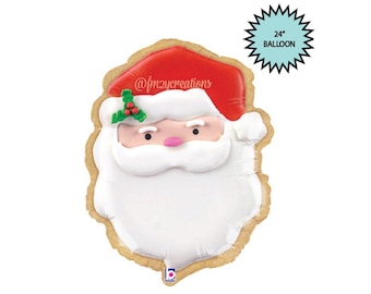 SANTA COOKIE Balloon 24” | Christmas Balloons | Cookie Party Balloon | Cookie Exchange Decor | Christmas Cookie Holiday Party Decor Balloon