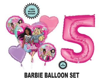 Barbie VERJAARDAGSfeestballonnen, BARBIE-feest, Barbie-ballonnen BARBIE-ballonboeket, Barbie-film, Barbie roze verjaardag, Barbie-ballonnen
