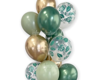 PALM Leaf Safari Party | Jungle Wild One Party | Tropisch feest | Vrijgezellenfeest Aloha | Eucalyptus bosgroene ballonnen | Bladdecoratie