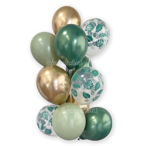 PALM Leaf Safari Party | Jungle Wild One Party | Tropical Party | Bachelorette Aloha Party | Eucalyptus Forest Green Balloons | Leaf Decor
