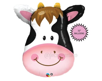 Cow Balloon | FARM ANIMAL Balloon | Farm Party | Barnyard Party | Cow Mylar Balloon | Farm Birthday | Cowboy Cowgirl Party | Cow Print