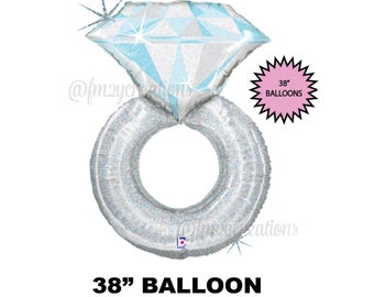 Diamond Engagement Ring Balloon | Diamond Ring Balloon | Giant 37 Inch Mylar Balloon | Bridal Shower | Engagement Party | Bachelorette Party