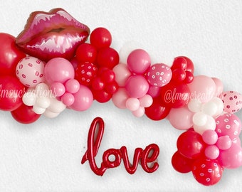 VALENTINES Day Balloon Garland | Valentines Day Party Decor | Valentine Lip Balloon Garland Arch Kit DIY Valentine Balloons Galentines PARTY