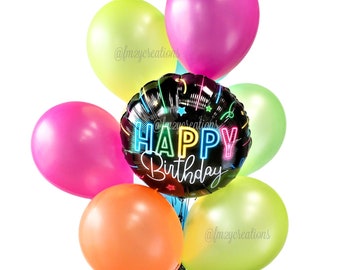 NEON Birthday Party | Neon Party Decor Birthday | Neon Balloons | Disco Party | 70s 80s 90s Birthday Party Balloons | Teen Girls Birthday