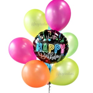 NEON Birthday Party | Neon Party Decor Birthday | Neon Balloons | Disco Party | 70s 80s 90s Birthday Party Balloons | Teen Girls Birthday