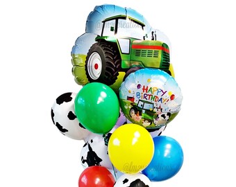Decorazioni per feste di compleanno TRATTORE / Baby shower a tema fattoria / Palloncino trattore / Festa trattore / Palloncini animali fattoria / Decorazioni per feste in fattoria con STAMPA MUCCA