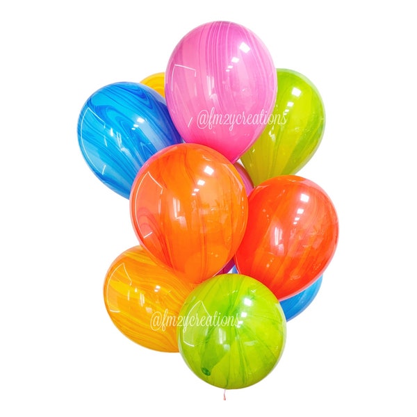 MARBLE Balloons | Rainbow Birthday Party | Tropical Party | Tie Dye Birthday Party | Birthday Balloons | Rainbow Balloons Fiesta Party