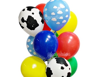 TOY STORY Party | Toy Birthday Party Decor | Cow Print Balloons | Farm Birthday Party | Farm House Party Decor | Baby Shower | Cloud Balloon