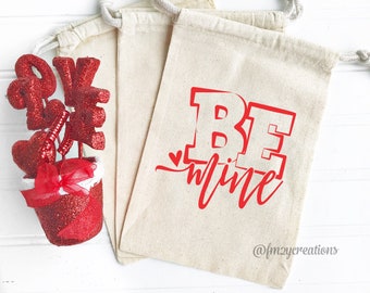 VALENTINES DAY Bag | Be Mine Valentines Day Gift Bag | Valentine's Day | Canvas Bag | Classroom Valentines | Kids Valentines Day Gift VD18