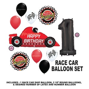 Rennwagenparty | Rennwagen-Ballons | Rennwagen-Geburtstagsballons | Rennwagen-Party-Dekoration für zwei schnelle Geburtstagsfeiern | Erster Geburtstag | Teenie-Party