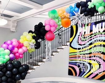 Neon Balloon Garland | Neon Birthday Party 70s 80s 90s Balloon Garland DIY | Disco Party Neon Balloons | Teen Birthday | BANNER NOT Included