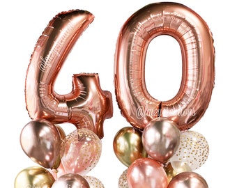 40th Birthday Party Balloons | 40th Balloons | 40th Birthday Number Balloons | Rose GOLD Balloons | Birthday Balloons | 40th Party Decor