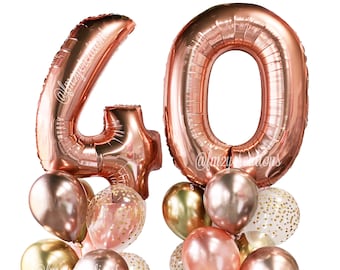 40th Birthday Party Balloons | 40th Balloons | 40th Birthday Number Balloons | Rose GOLD Balloons | Birthday Balloons | 40th Party Decor