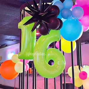 Neon Green NUMBER Balloon Neon Lime Green Giant Number Balloon Fluorescent  Green Foil Balloon 40 Balloons Jumbo Neon Birthday Balloon 