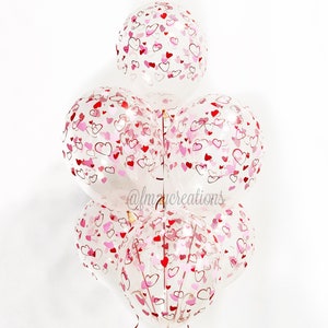 HEART BALLOONS | Clear Heart Balloons | Pink Valentine Balloons | Red Galentines Day Decor | Valentines Balloon | Latex Heart Balloon VAL13