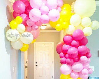 Pink Lemonade Balloon Garland DIY | Sweet Lemon Balloon Garland Arch Kit | Lemonade First Birthday Party | Pink and Yellow Lemon Baby Shower