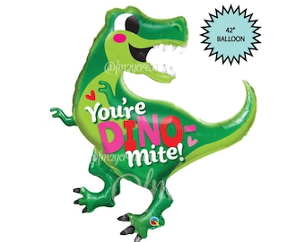 DINOSAUR Valentine Balloons | Dinosaur Balloon | Heart Balloon | Dino Valentines Balloon | Dinosaur Birthday Decor | Valentines Bouquet