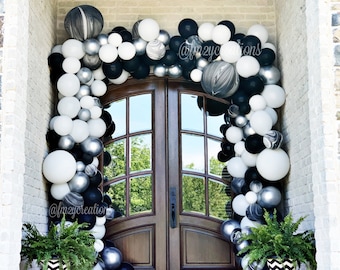 BLACK and WHITE Balloon Garland | Balloon Garland Arch Kit | Black and White Birthday | Birthday Balloon Arch | White and Black Balloon Kit