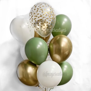 Green and White Balloons | Sage Green Baby Shower Green and Chrome Gold | Eucalyptus Balloons | SAGE Balloons | Green Bridal Shower Wedding