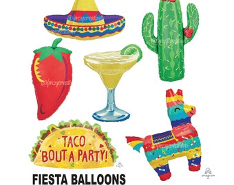 FIESTA PARTY Balloons | Fiesta Birthday Balloons | Fiesta decorations | Cactus Balloon Taco Party Decor | Cinco de Mayo Sombrero Balloon