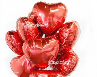 Red Heart Balloons | Valentines Day Balloons | Red Heart Mylar Balloons | Heart Balloon | Balloon Bouquet | Valentines Birthday Balloon VDB2