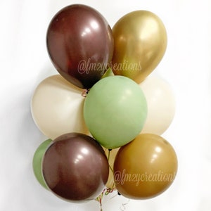 WOODLAND Baby Shower Balloons, Sage and Brown Woodland Shower Decor, Birthday Party, Sage Bridal Shower, Gender Neutral Baby Shower