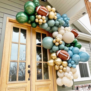 Football Birthday | Football Balloon Garland BLUE GREEN DIY | Boy Football Baby Shower | Football Birthday Party Balloon Garland Arch Kit