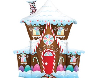 Merry Christmas Gingerbread House Balloon with Gingerbread Man