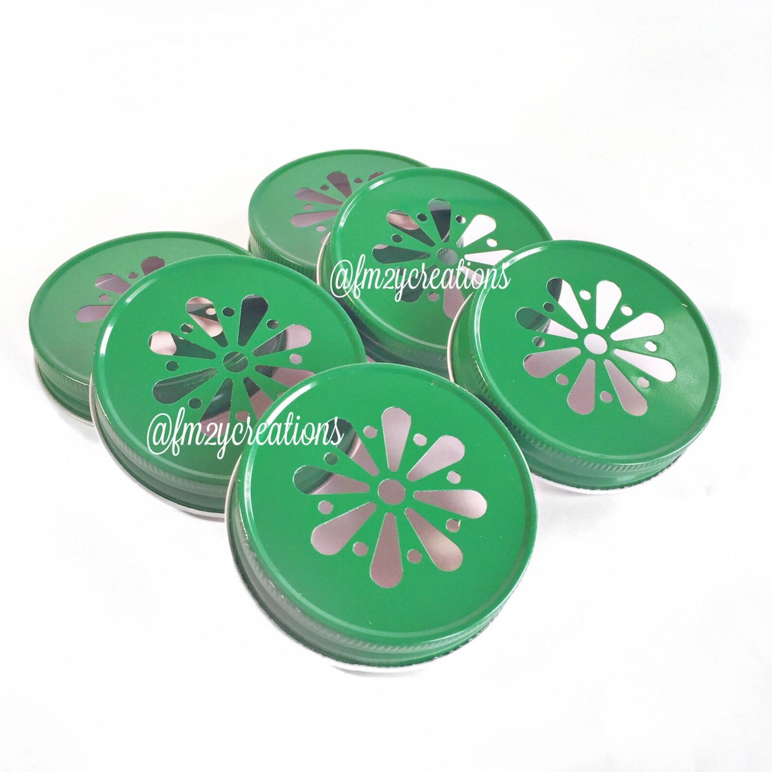 Mason Jar Lids Green Daisy Lids Wedding Daisy Lids Green Etsy