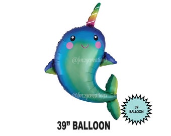 NARWHALE-ballon | Narwal verjaardagsfeestje ballon | Onder de zee zeemeerminfeest | WALVIS zeemeerminballon | Onder de zee baby shower decor