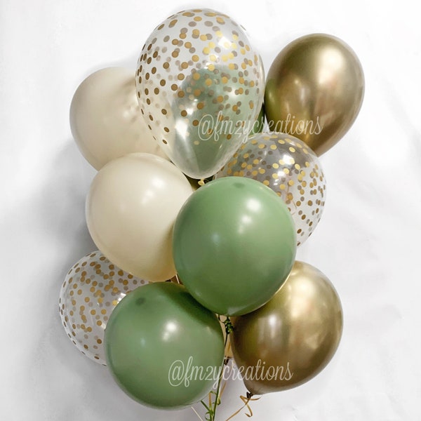 Green and White Balloons | Sage Green Baby Shower Green and Chrome Gold | Eucalyptus Balloons | SAGE Balloons | Green Bridal Shower Wedding