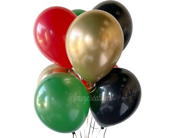 Black History Month Decor | Black History Month Balloons | Black History Month Party Decorations | Red Black Green Balloons | Juneteenth