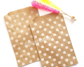 KRAFT Party Favor Bags | Kraft Favor Bags | KRAFT Polka Dot Favor Bags | Woodland Baby Shower | Boho Chic Birthday Party Rustic Baby Shower