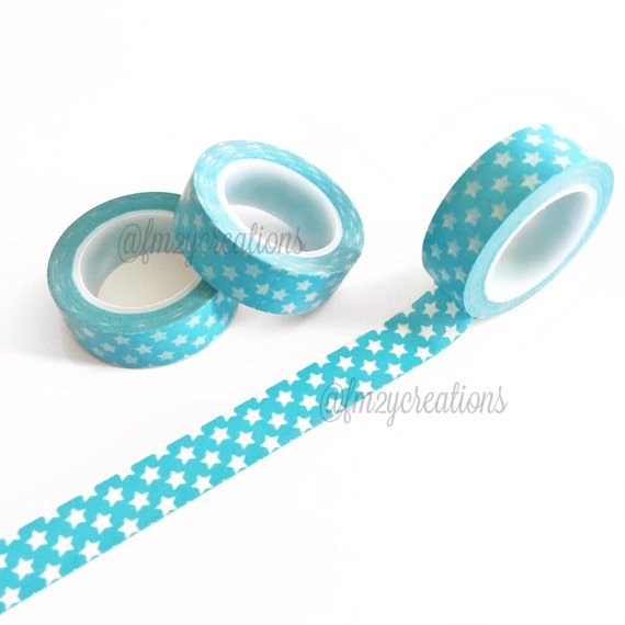 WASHI TAPE | Turquoise Star Washi Tape | Planner Washi Tape | Japanese tape  | Journaling tape | Planner Stickers | Star washi | Scrapbooking