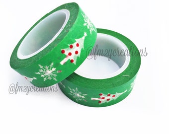 WASHI TAPE | Green Christmas Tree Washi Tape | Christmas Washi Tape | Japanese tape | Christmas Planner tape | Planner Stickers | Red Green