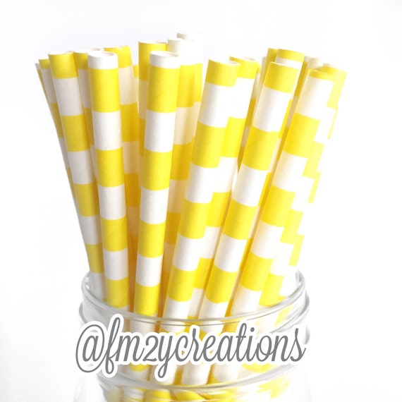 Yellow Circle Paper Straws | Circle YELLOW Paper Straws | Cake Pops | Yellow Wedding Stripe Straws | Yellow Baby Shower | Birthday Party Il_570xn